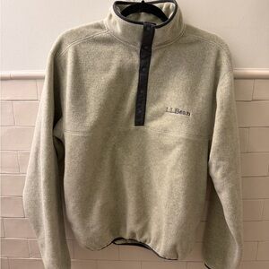 L.L. Bean Men's Olive Zip-Front Fleece Pullover